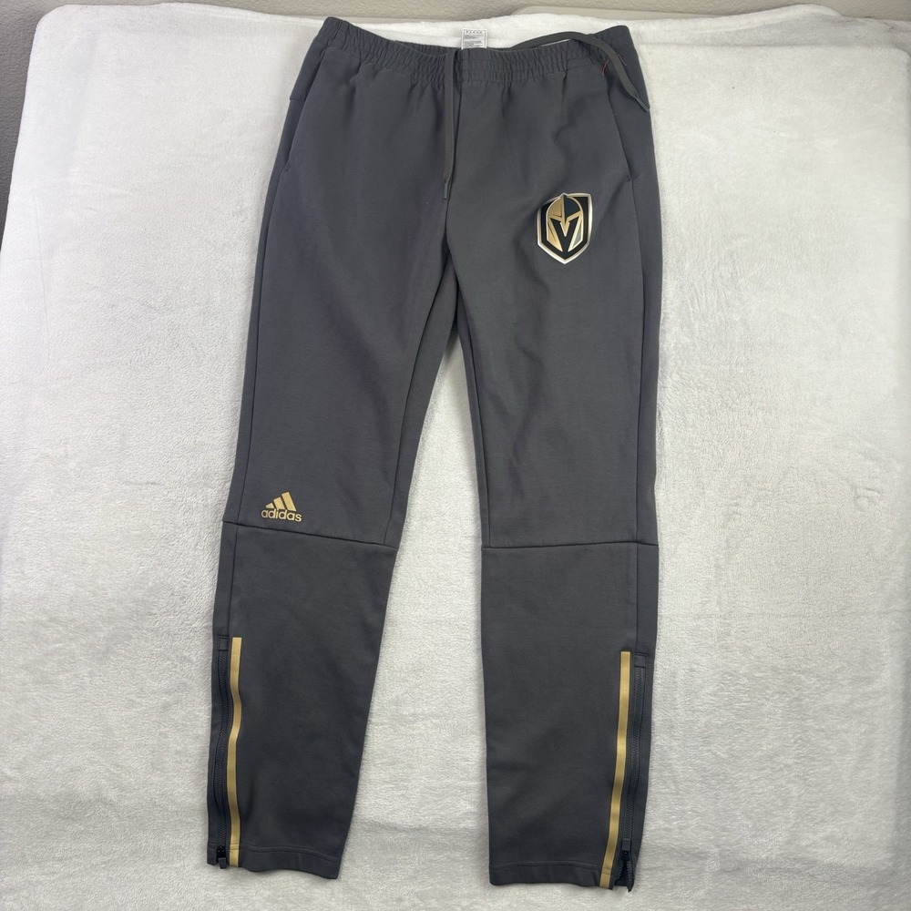 Adidas Vegas Golden Knights VGK Grey Jogger Fleece Sweatpants Mens Large